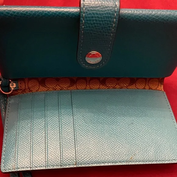 Coach Teal Wristlet Wallet - Picture 4 of 16